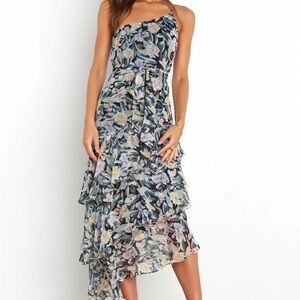 Floral Print One-Shoulder Dress